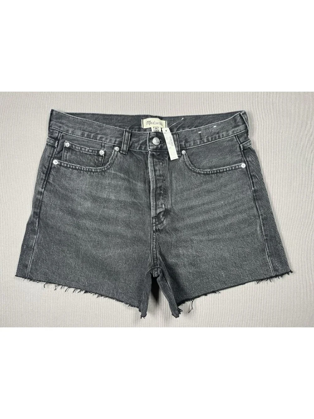 NWT Madewell The Brynn Long Black Levin Wash Jean Shorts Inseam 4